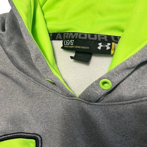Under Armour Logo Front Gray and Lime Green Hoodie Sz Lrg - Picture 8 of 14
